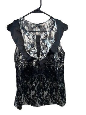 BCBGeneration Top Flowy Ruffle Sleeveless black/white Sz M sleeveless Fairy